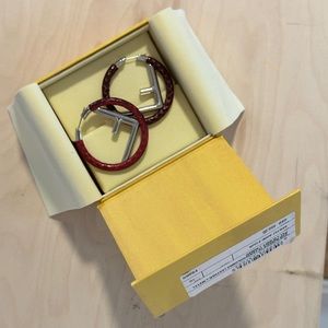 Fendi Colubro Leather / Metal Earrrings